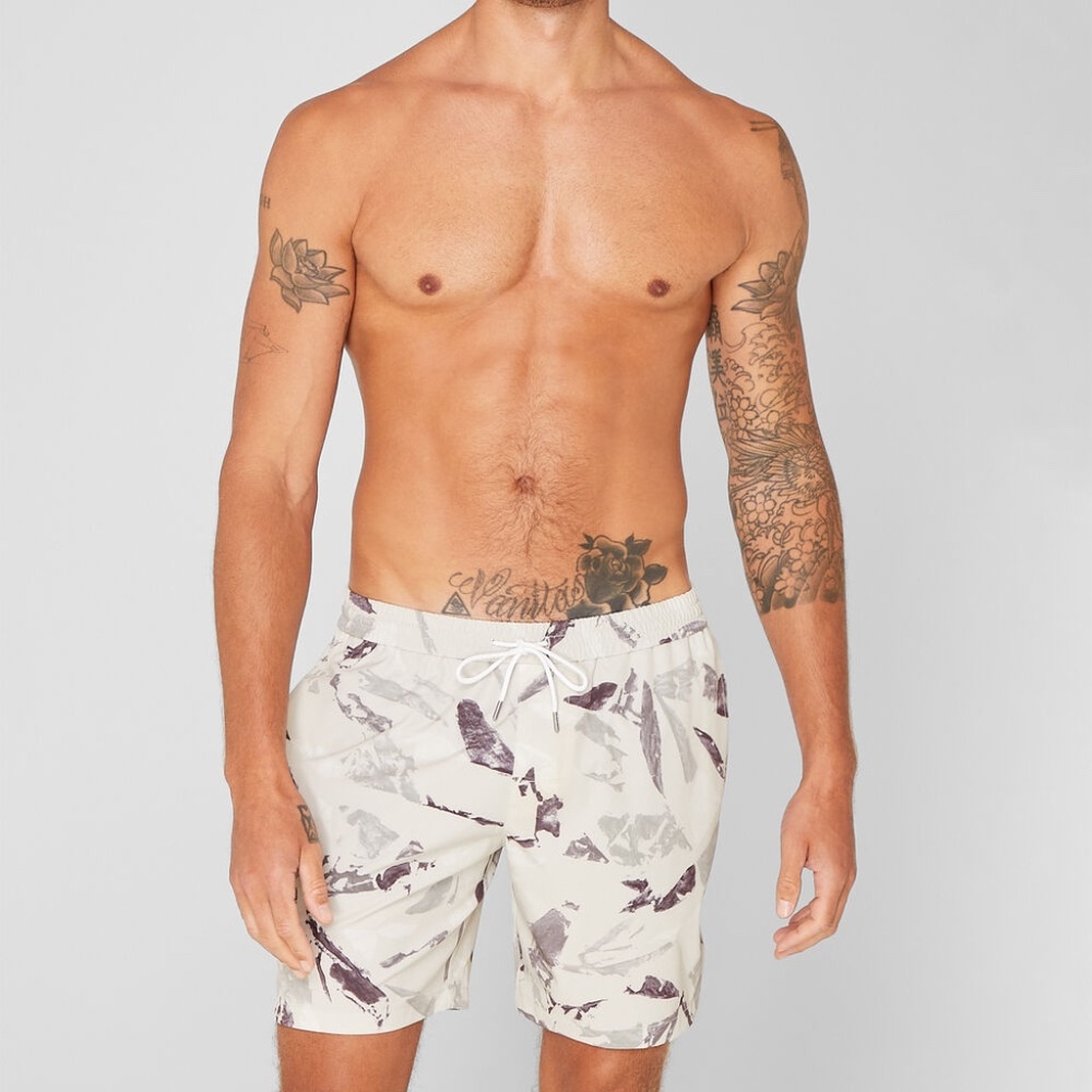 Bo Printed Swim Trunk - New With Tags - NEVER WORN - Silver
